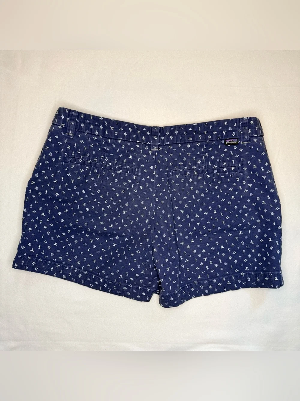 Patagonia Navy Blue Printed Cotton Bermuda Shorts